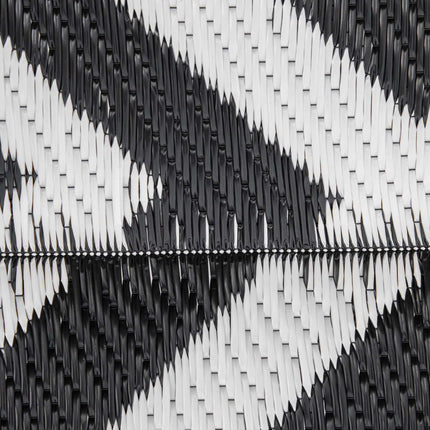 Dvipusis lauko kilimas, patvarus, juodas/baltas, 121 x 182 cm