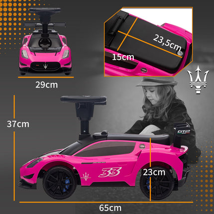 Vaikiškas automobilis „Bobby“ su daiktadėže, garso signalu ir muzika, 1,5-5 metų vaikams, rožinis, 65 x 29 x 37 cm
