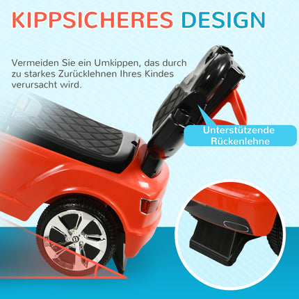 Red 3-in-1 passenger car with push bar and storage, ages 1-3