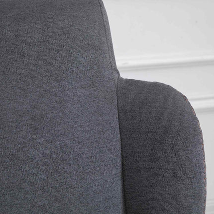 Dark gray rocking chair in linen - rubber wood, 90-135° tilt