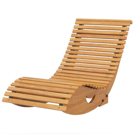 Supamoji kėdė, medinis supamasis gultas, ergonomiška sūpuoklė su S forma, apsauga nuo viršūnių, keliamoji galia iki 120 kg balkonui, tikmedis, 130 x 60 x 60 cm