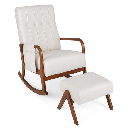Supamoji kėdė su pufu, ergonomiško dizaino, smėlio spalvos
