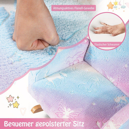 Supamoji kėdė, vaikiška sofa, šviečianti tamsoje, vaikiškas fotelis, aptrauktas flaneliniu audiniu