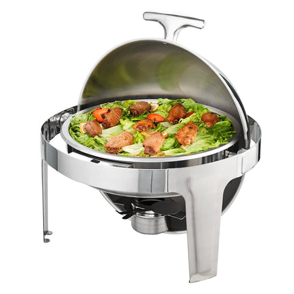 Roll Top Chafing Dish Set, 6 Qt, 2-Pack Stainless Steel