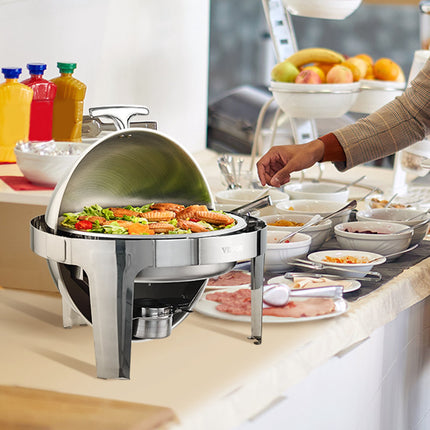 Roll Top Chafing Dish Set, 6 Qt, 2-Pack Stainless Steel