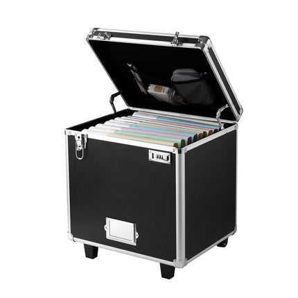 Rolling File Storage Box, Dual Lock, Telescopic Handle