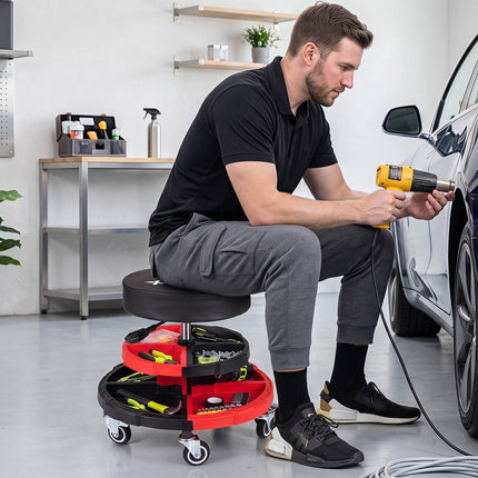 Riedanti mechaniko kėdė su paminkštinta sėdyne, 330 svarų (150 kg) talpa