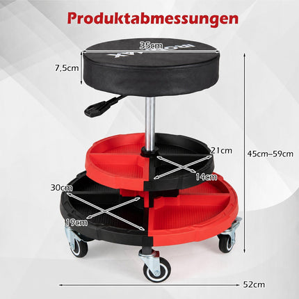 Riedanti mechaniko kėdė su paminkštinta sėdyne, 330 svarų (150 kg) talpa