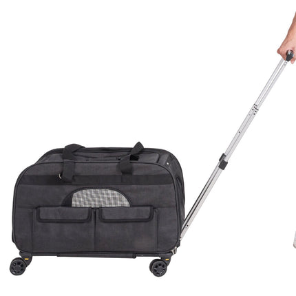 Rolling Pet Carrier With Wheels – Telescopic Handle, 35 lb