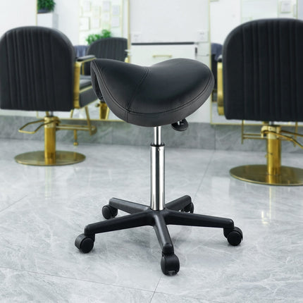 Rolling Saddle Stool with Wheels, 400 Lb, Adjustable Height
