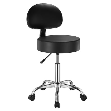 Rolling Stool With Backrest, 450 lb, Height Adjustable