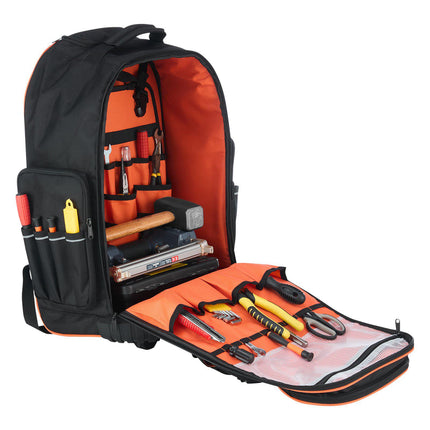 Rolling Tool Backpack With Wheels, 72 Pockets, 110 lb