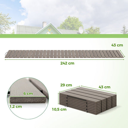 Ištraukiamas sodo takelis iš HDPE I 242 cm I Plotis 43 cm I Atsparus oro sąlygoms I Ištraukiamas sodo takelis vestuvėms, pilkas