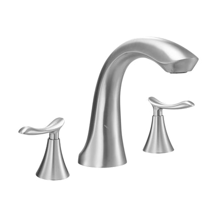 Roman Tub Faucet, 3-Hole Waterfall, 2-Handle, Brushed Stainless Steel