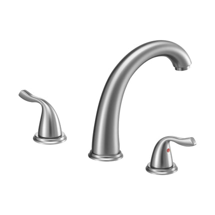 Roman Tub Faucet, 3-Hole Waterfall, Dual Handle, Brushed SS