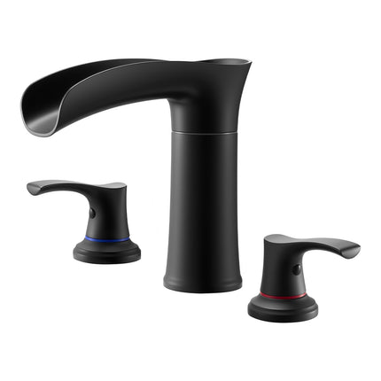 Roman Tub Faucet – 3-Hole Waterfall, Dual Handle, Matte Black
