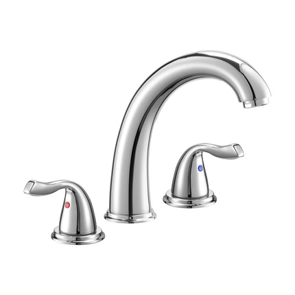Roman Tub Faucet, 3-Hole Waterfall, Dual Handles, Silver