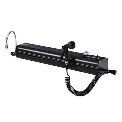 Roof Rack Water Tank, 4 Gal, Pressurized Aluminum, 4 m Hose, Black