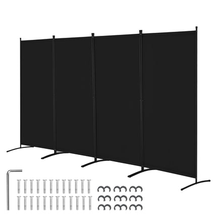 Room Divider, 4-Panel Folding Privacy Screen, Black