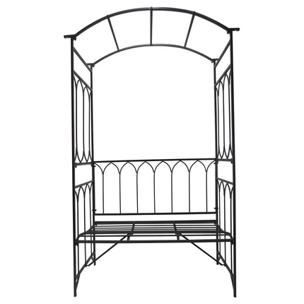 Rožių Arka Su Suoliuku, Rožių Suoliukas, Pavėsinės Suoliukas, Filosofo Suoliukas, Grotelės, Sodo Suoliukas, Metalinis, Juodas, 115 X 50 X 203 Cm