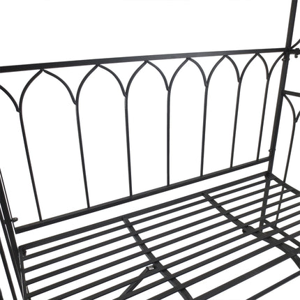 Rožių Arka Su Suoliuku, Rožių Suoliukas, Pavėsinės Suoliukas, Filosofo Suoliukas, Grotelės, Sodo Suoliukas, Metalinis, Juodas, 115 X 50 X 203 Cm