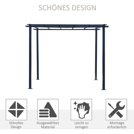 Rožių paviljono stabili augalų arka kaip grotelės, sodo paviljonas, atsparus oro sąlygoms, metalinis, juodas, 2,97 x 2,95 x 2,3 m