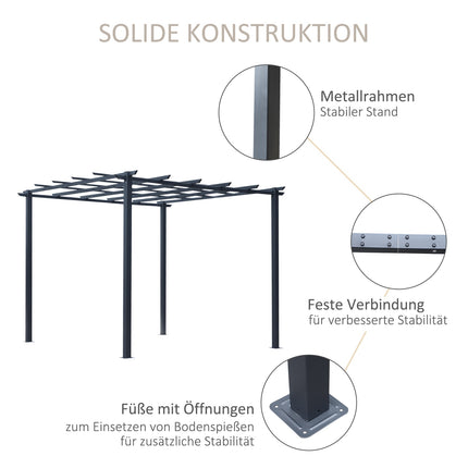 Rožių paviljono stabili augalų arka kaip grotelės, sodo paviljonas, atsparus oro sąlygoms, metalinis, juodas, 2,97 x 2,95 x 2,3 m