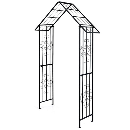 Rožių arka, metalinė sodo arka vijokliniams augalams, grotelių arka kiemo vestuvių šventei, 140 x 40 x 223 cm, juoda