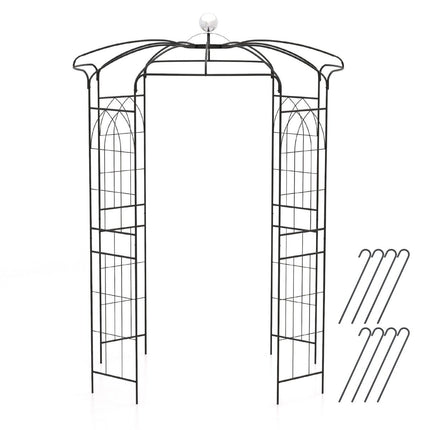 Rožių arka, metalinė rožių paviljono sodo arka vijokliniams augalams, arkos formos sodas, 206 x 206 x 286 cm, juoda