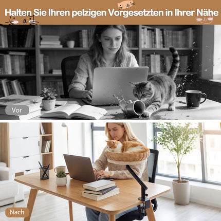 Besisukantis stalo kačių guolis su nuimama pliušine pagalvėle