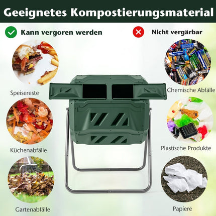 Besisukanti dviejų kamerų komposto indo talpa, 160 l