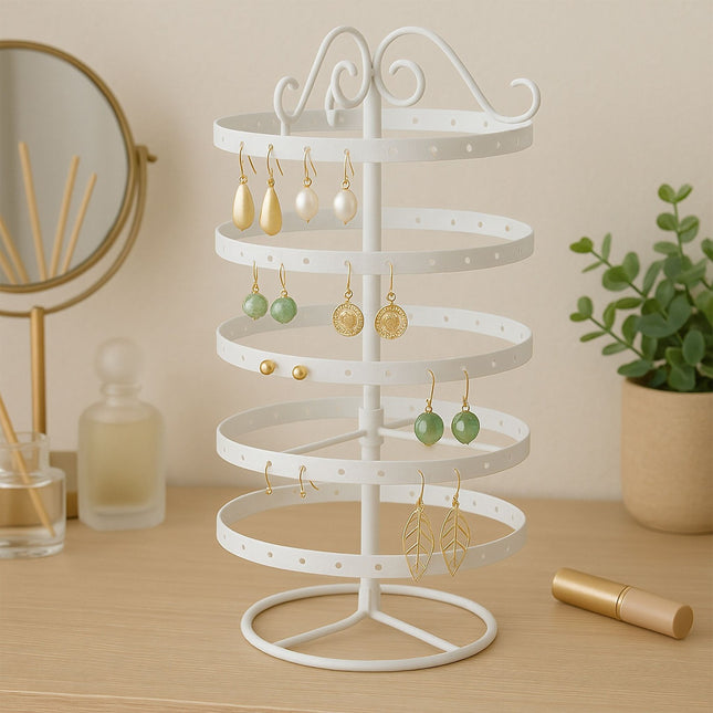 Rotating Earring Holder – 168 Slots, 4 Tiers, Iron Frame