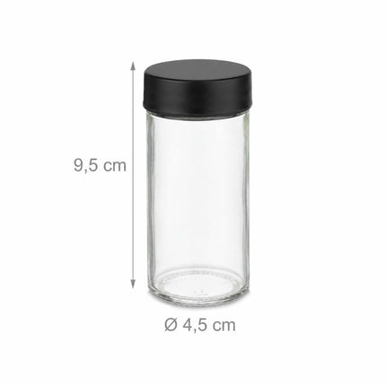 Rotating Spice Carousel with 16 Glass Shaker Jars, Bamboo, Matt Black