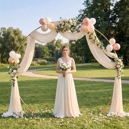 Round Balloon Arch Stand for Weddings and Birthdays, 210 x 240 cm, Gold