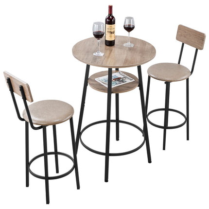 Round Bar Table Set, 3-Piece, Table and 2 Stools