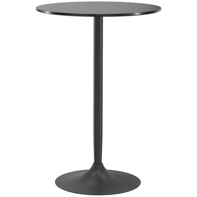 Apvalus juodas baro stalas, MDF ir plienas, Ø70 x 102 cm