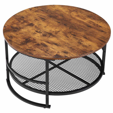 Round Coffee Table Set, 3-Piece, 80 cm, 2 Side Tables