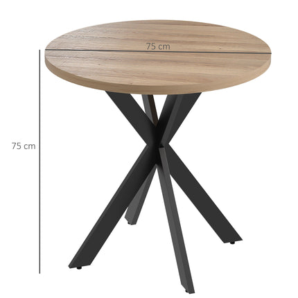 Apvalus valgomojo stalas, 75 cm, 2-4 vietos, rudas MDF