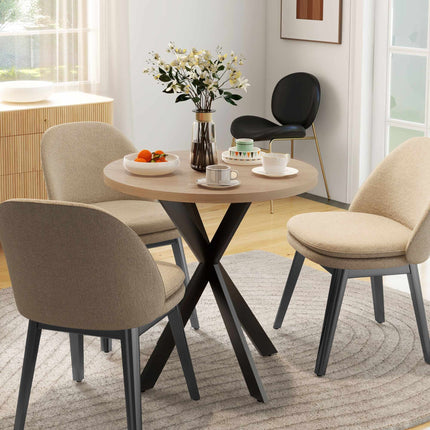 Apvalus valgomojo stalas, 75 cm, 2-4 vietos, rudas MDF