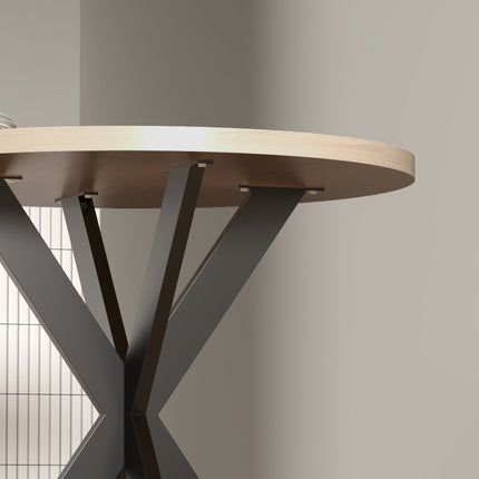 Apvalus valgomojo stalas, 75 cm, 2-4 vietos, rudas MDF