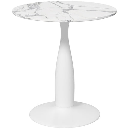Apvalus valgomojo stalas, baltas MDF stalviršis, plieninis pagrindas, Ø70 cm