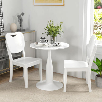 Apvalus valgomojo stalas, baltas MDF stalviršis, plieninis pagrindas, Ø70 cm