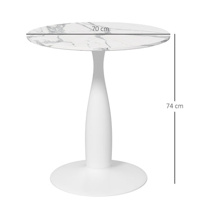 Apvalus valgomojo stalas, baltas MDF stalviršis, plieninis pagrindas, Ø70 cm