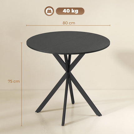 Apvalus valgomojo stalas, medžio imitacijos, 80 cm, reguliuojamo aukščio kojelės