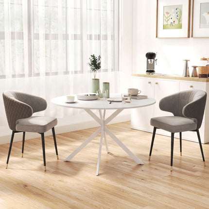 Round Dining Table for 4 People, Ø120 cm, White, X-Shaped Steel Legs