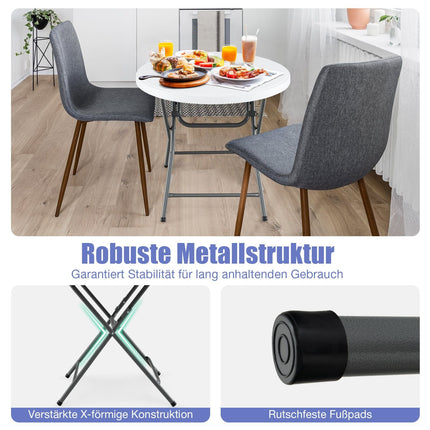 Apvalus sulankstomas stalas, 81 cm, atsparus oro sąlygoms HDPE, metalinės kojos