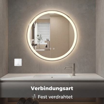 Apvalus LED vonios veidrodis, reguliuojamo ryškumo, Ø80 cm