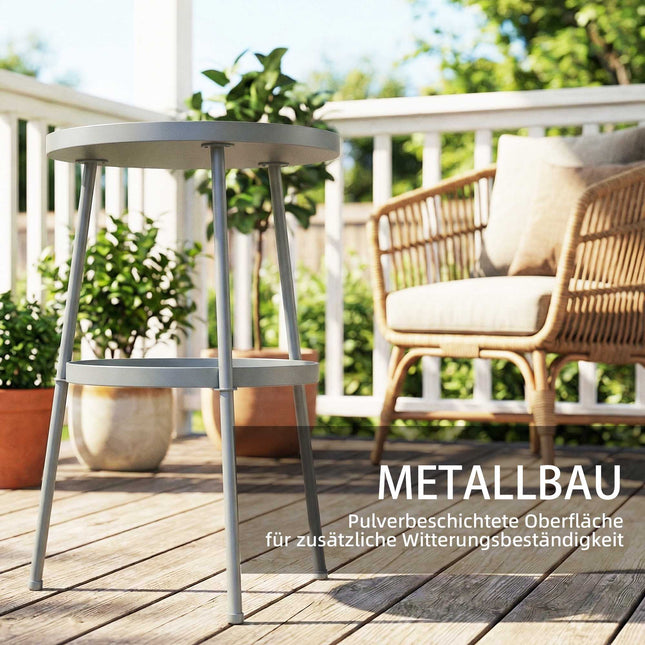 Apvalus metalinis lauko staliukas, 36 cm, tamsiai pilkas