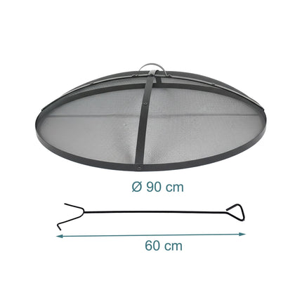 Apvalus metalinis kibirkščių apsaugas laužavietėms su žarstuku, 90 cm