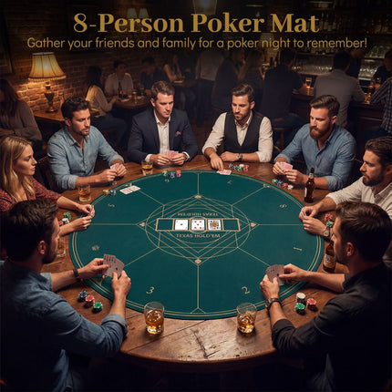 Apvalus pokerio kilimėlis, 47 colių, neslystantis guminis pagrindas, žalias